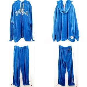 NBA HARDWOOD CLASSICS REEBOK I Tracksuit Velour Set PHILA Philadelphia 76ers 2XL